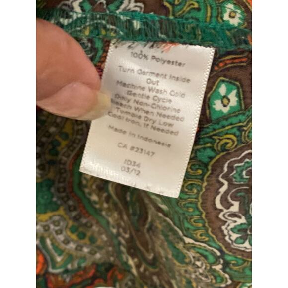 Talbots Silky Paidley Print 3/4 Sleeve V Neck Top Size 10 - Picture 7 of 8